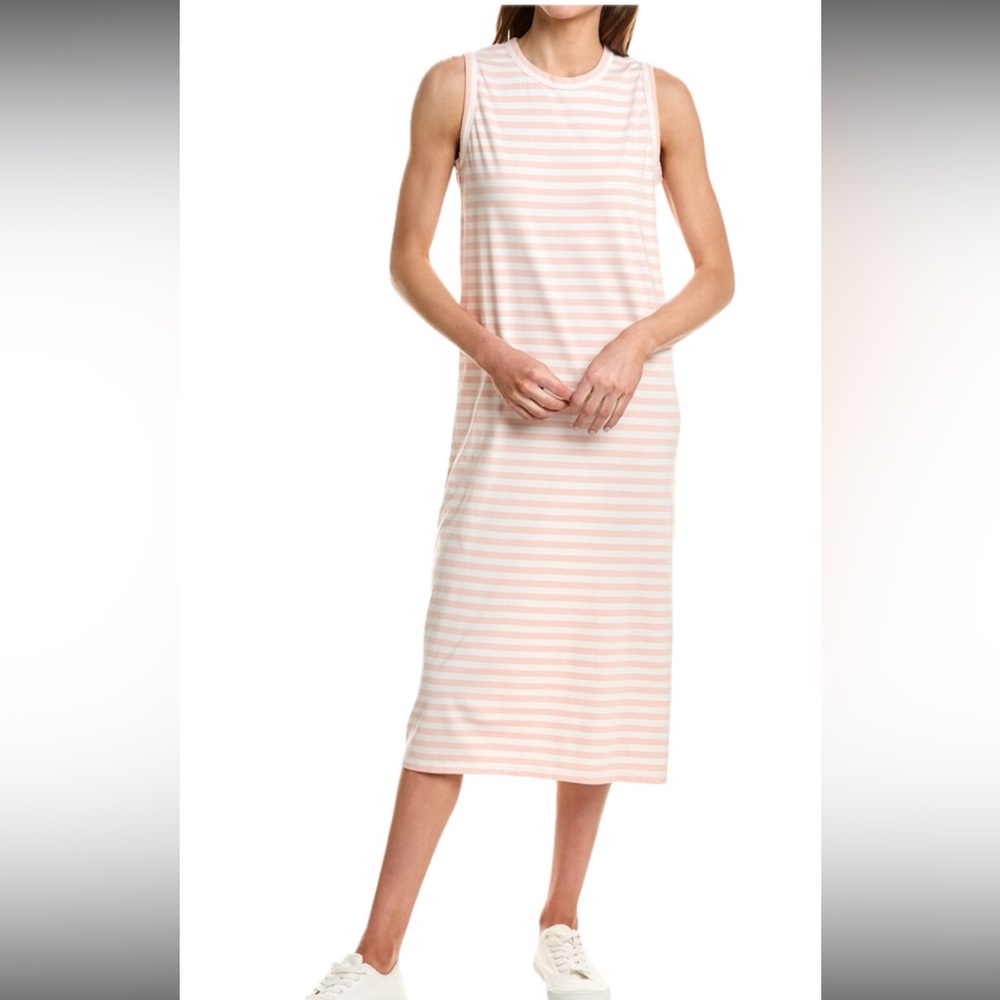 KULE Blush and White Striped Midi Dress
